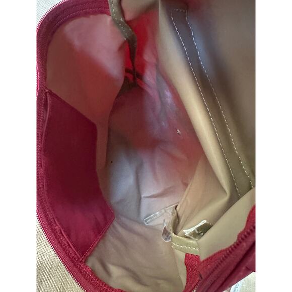 Longchamp Le Pliage Original Backpack Brown Red Nylon Leather Travel Bag Logo - Picture 15 of 15